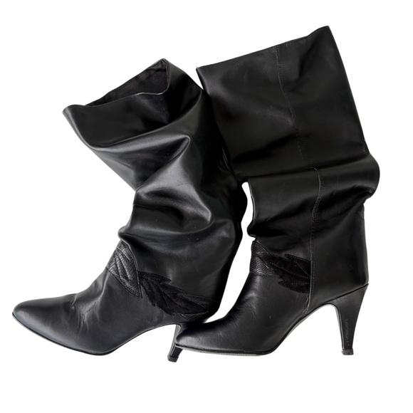 Vintage Gloria Vanderbilt Black Leather Boots – Late 70s / 80s (Size 6.5 US) - Picture 3 of 8